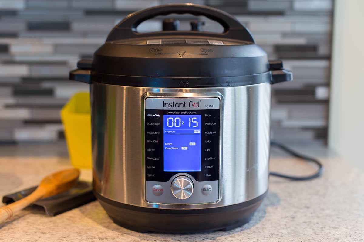 White chicken chili in the instant pot set the cooker