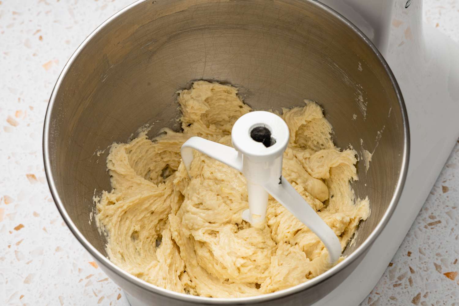 Blueberry Muffin Top Batter in a Stand Mixer Bowl 