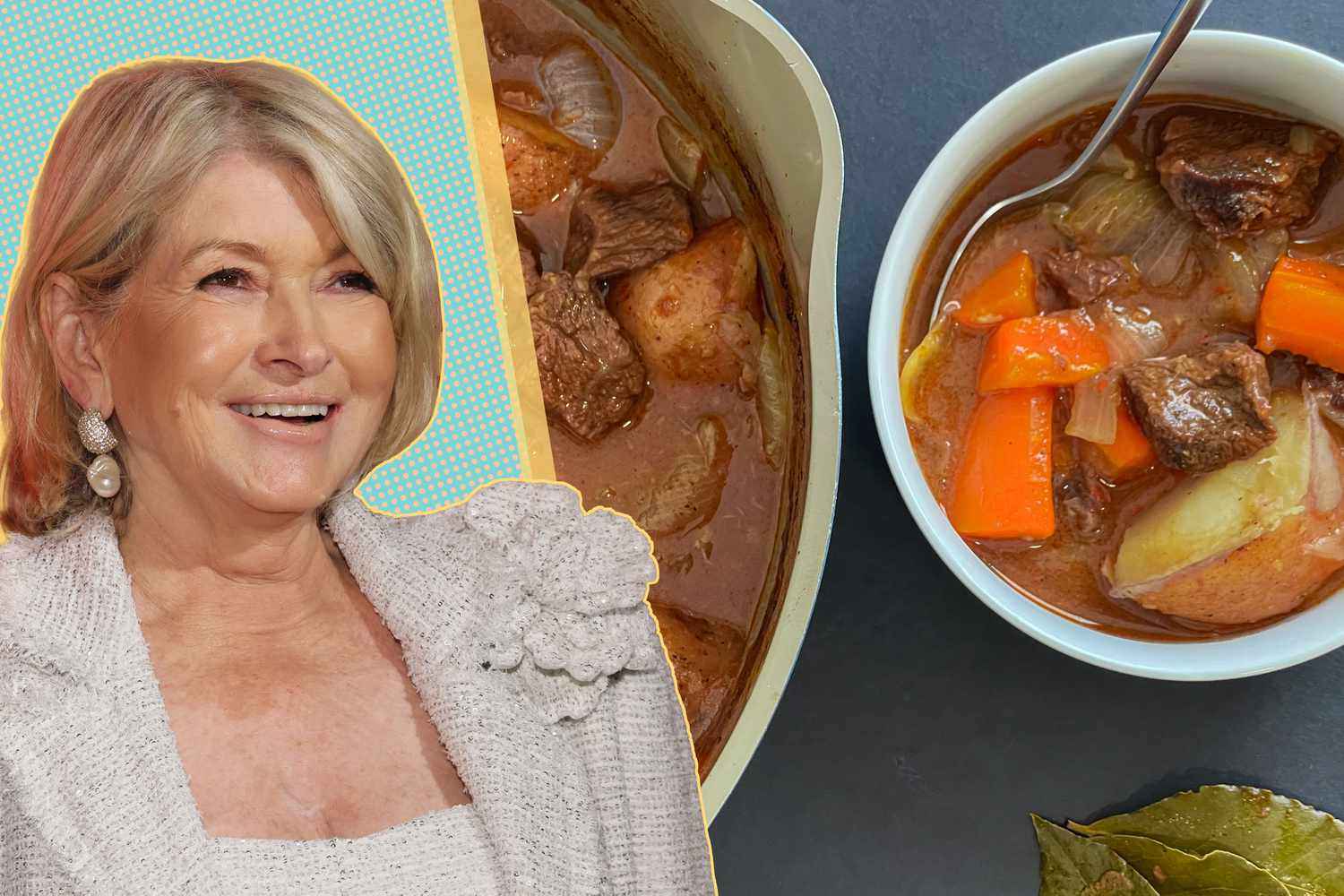 Martha Stewart and a bowl of her comforting beef stew
