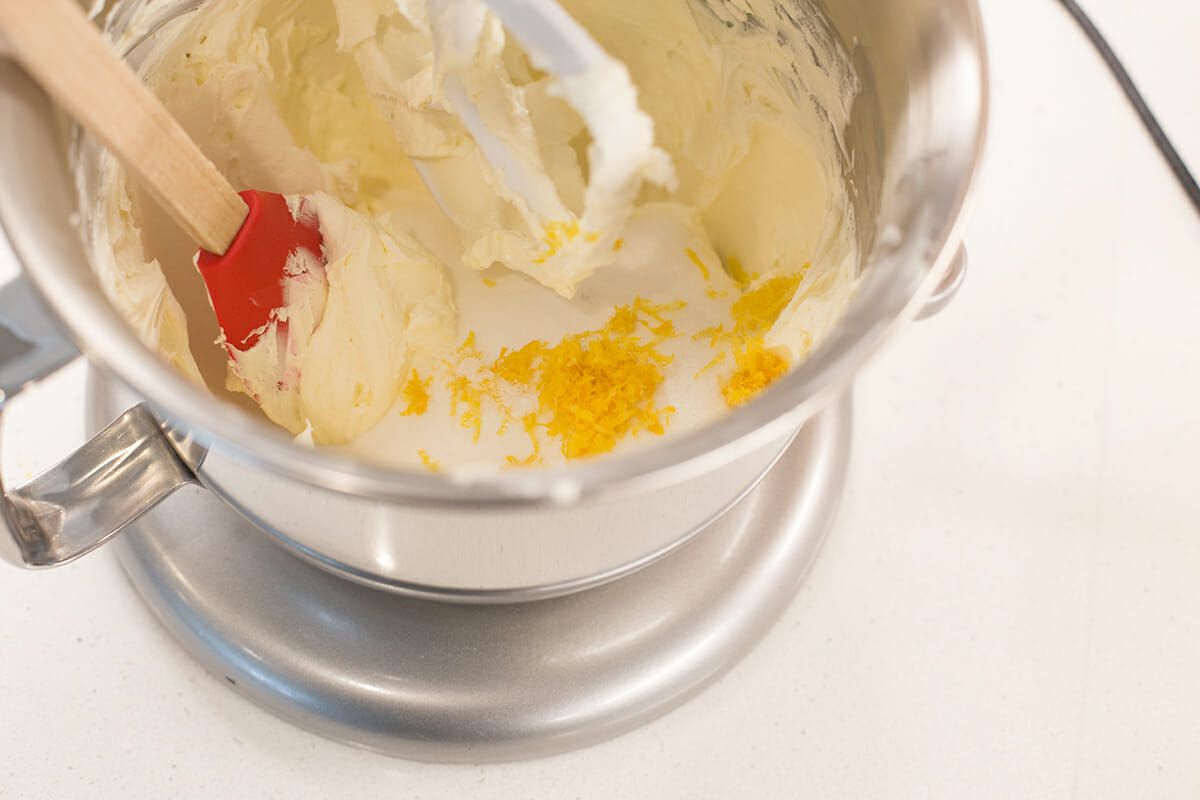 Cheesecake Recipe with Lemon - making cheesecake batter in stand mixer