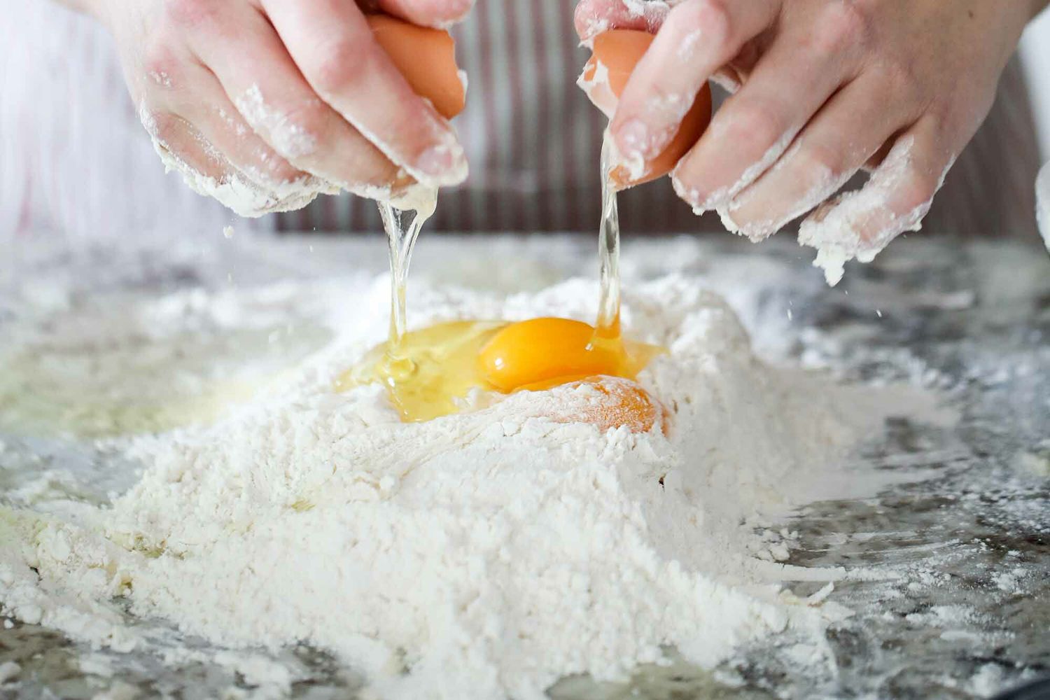 Homemade Pasta Dough No Pasta Machine make the egg volcano