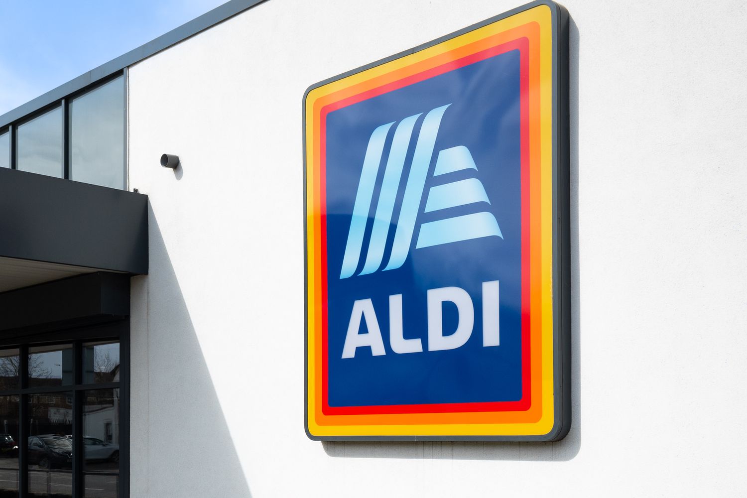An ALDI sign on the front of a store