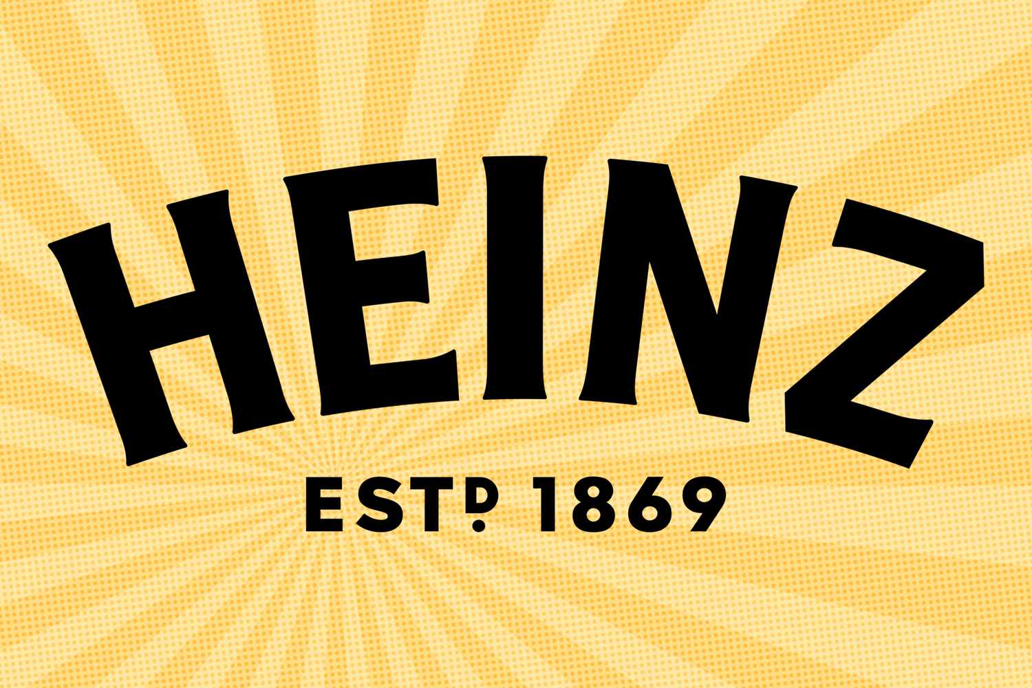 Heinz logo with EST 1869 text on a yellow background