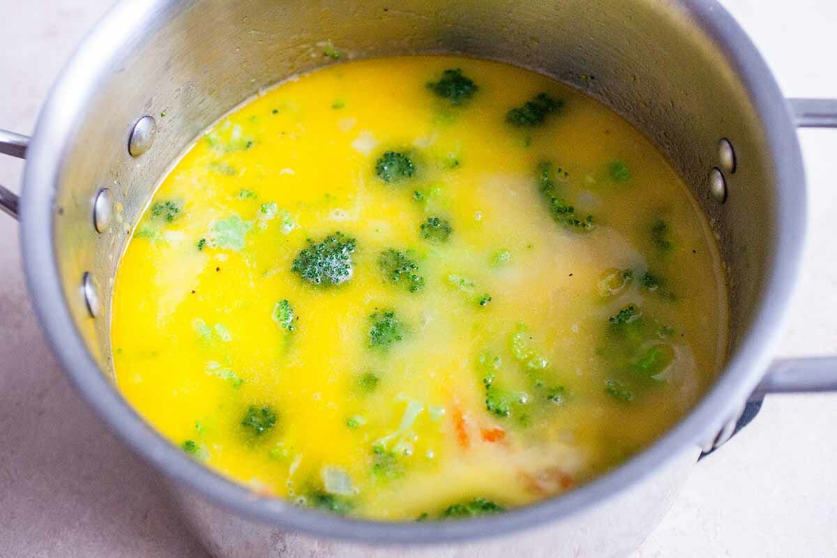 Broccoli Cheddar Soup Simmer the Soup
