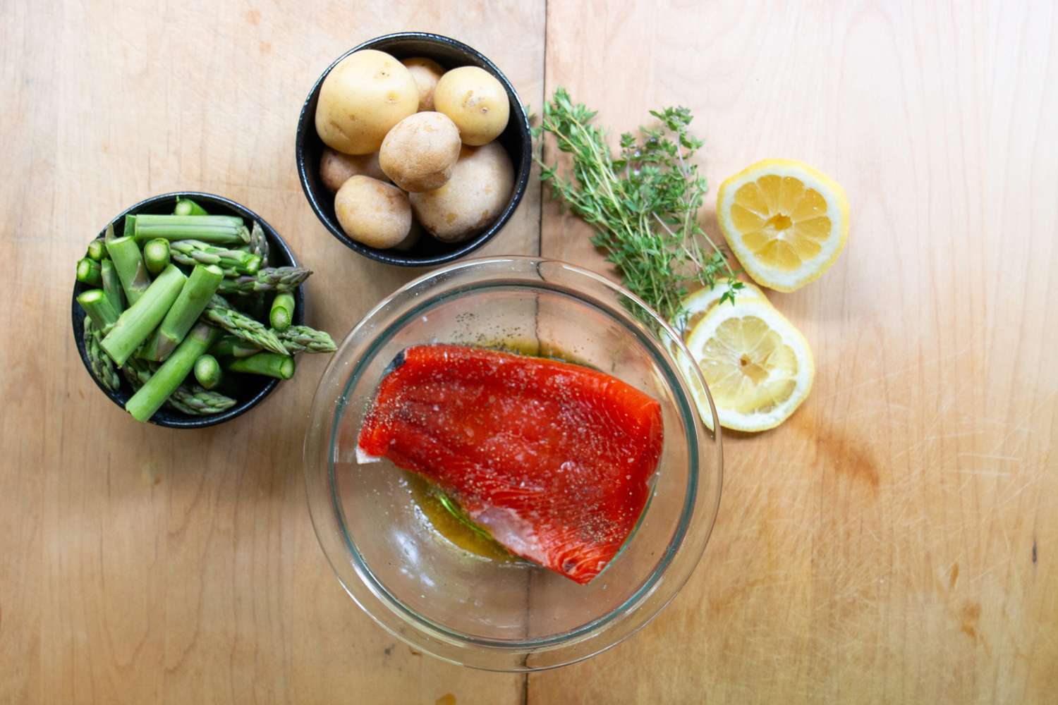 ingredients for Jamie Oliver’s Easy Salmon and Potatoes