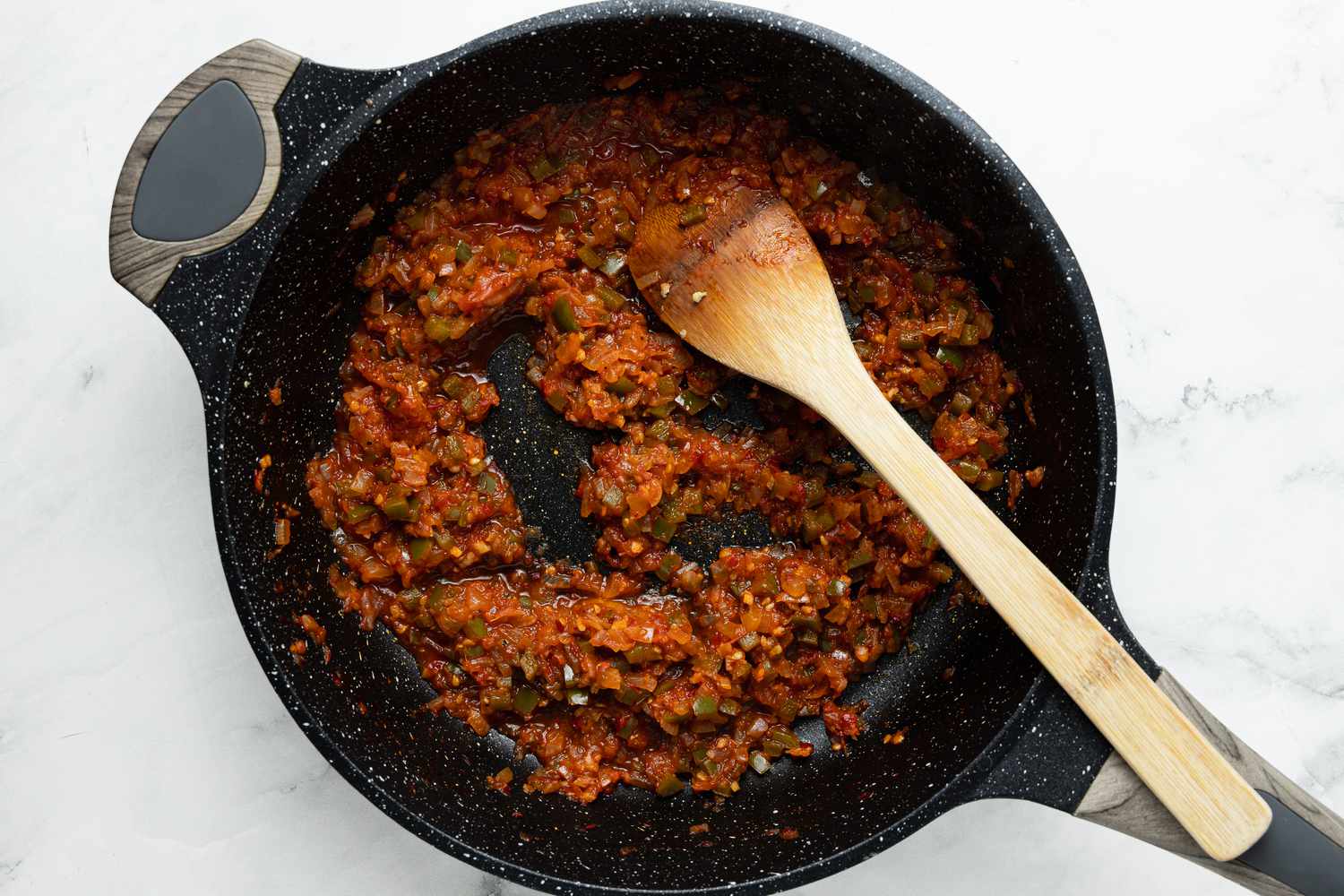 Menemen Vegetable Mixture Stirred until Thickened