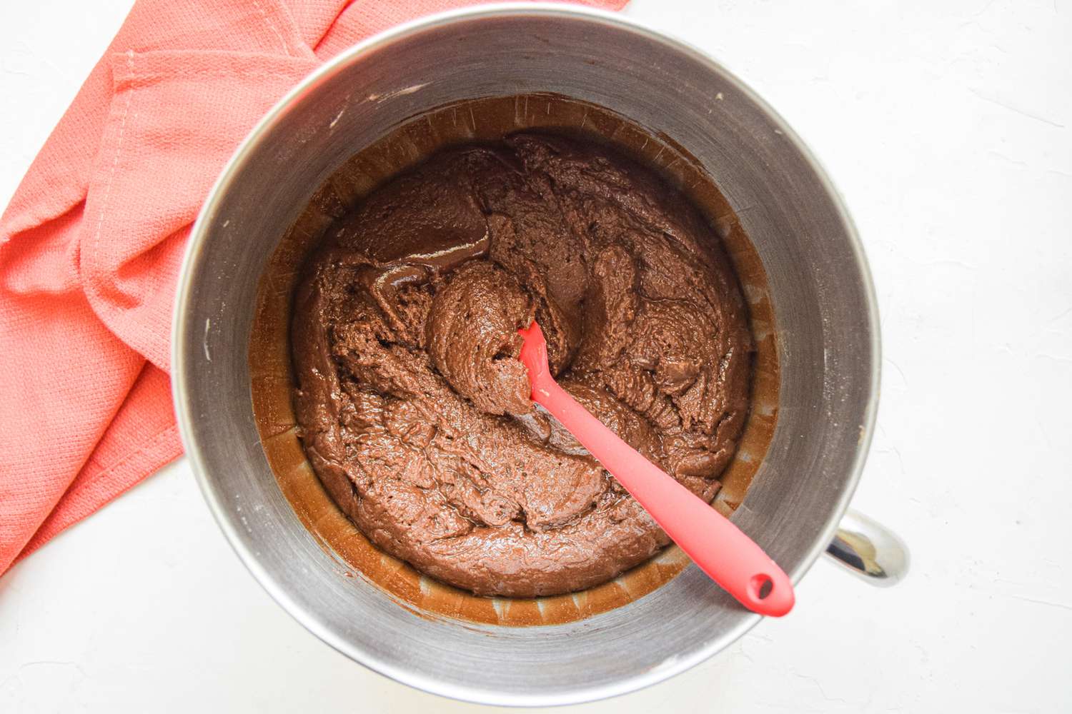 Mixing the batter for chocolate nutella cookies.