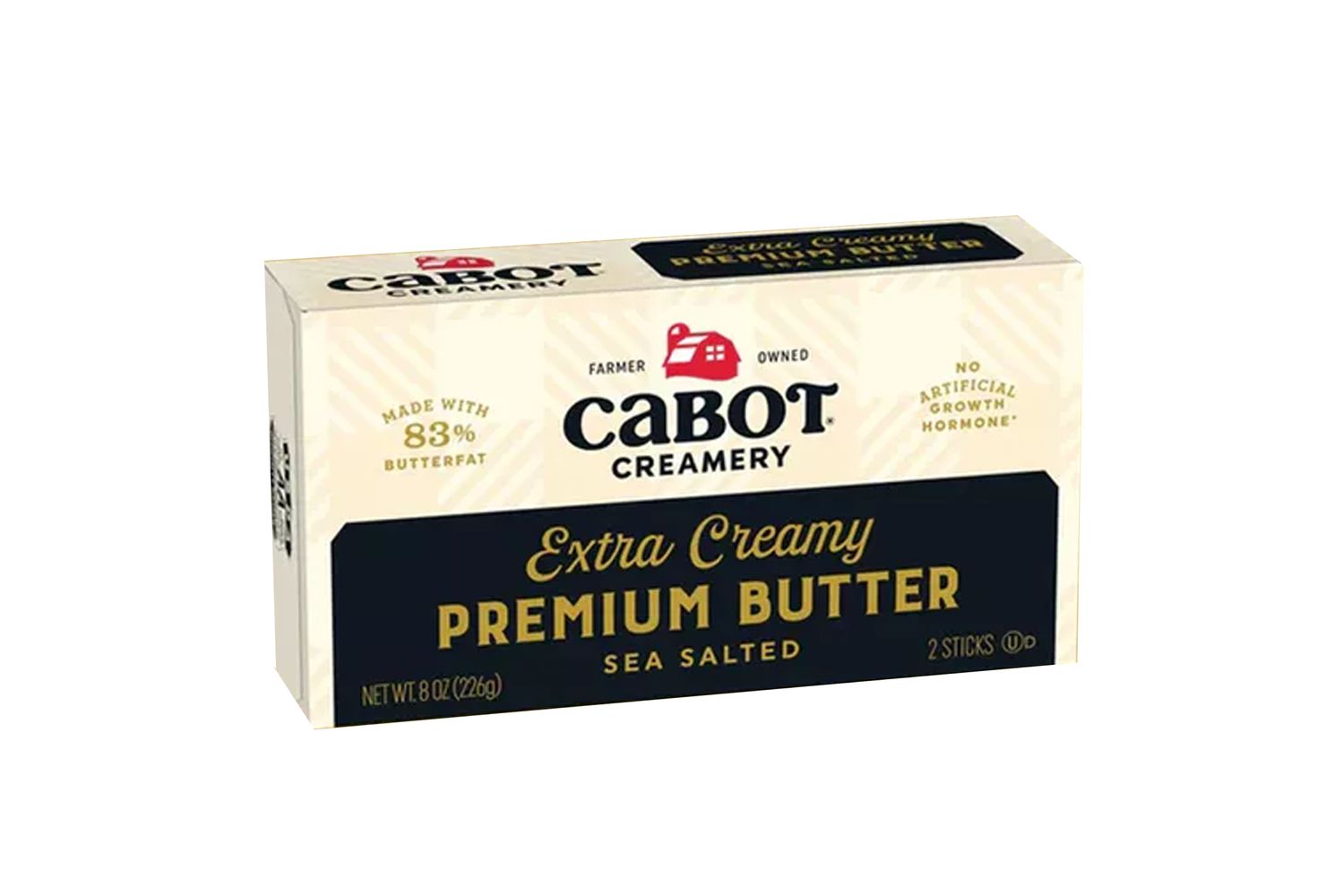 A package of Cabot Creamery Extra Creamy Premium Sea Salted Butter