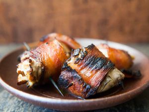 grilled angels on horseback with bacon and oysters