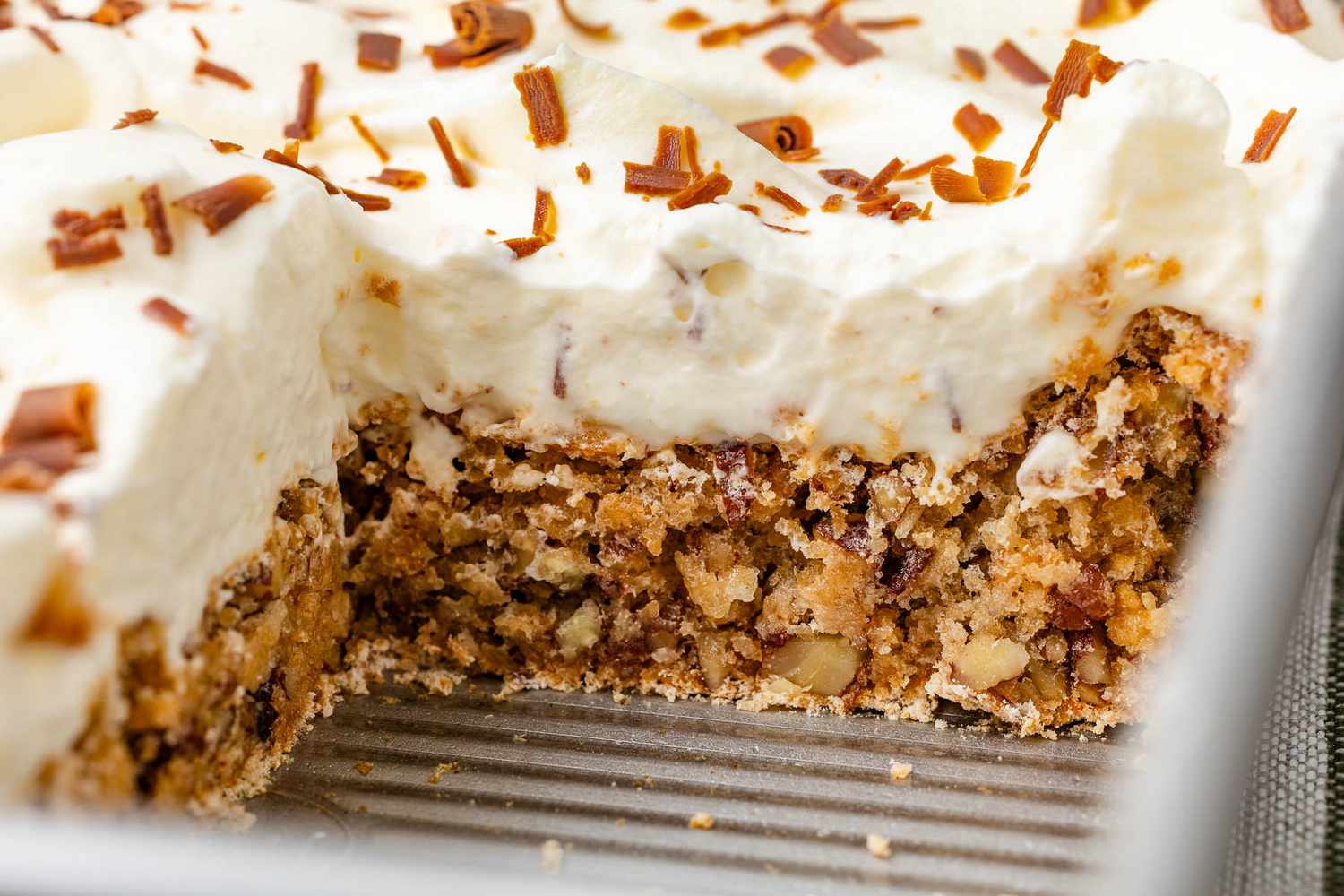 Ritz torte in a baking pan (showing cross-section cut)