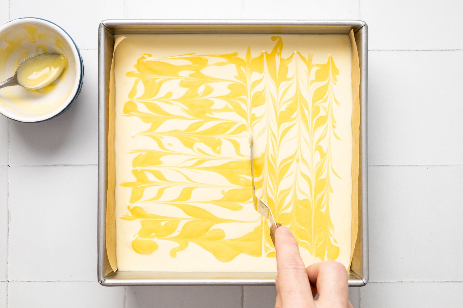 lemon cheesecake in a pan 