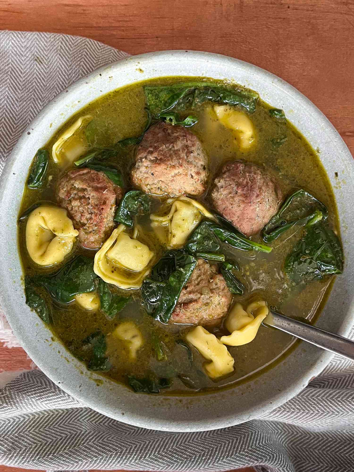 Trader Joeâs Meatball and Tortellini Pesto Soup