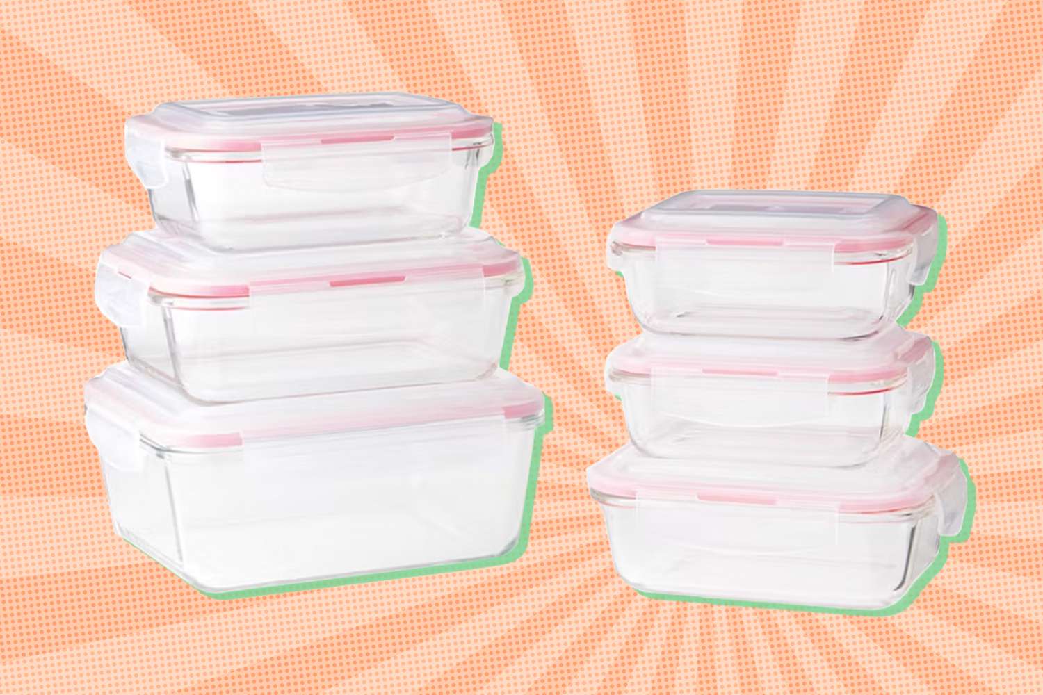 square glass containers with snapping lids 