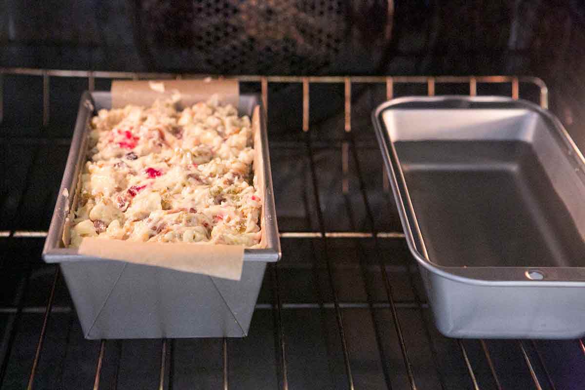 Bake the fruitcake with another pan of water alongside