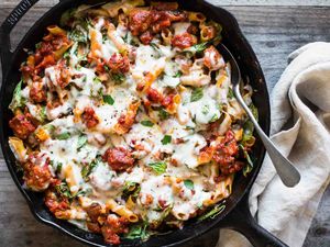 Skillet Pasta with Chicken Sausage, Cheese & Spinach