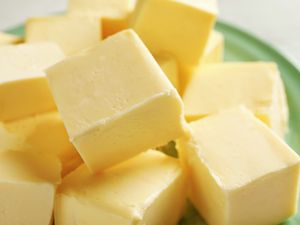 Cubes of butter arranged on a plate