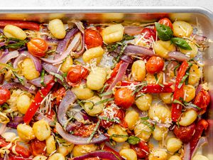 Sheet Pan Gnocchi With Zucchini, Tomatoes, and Bell Peppers