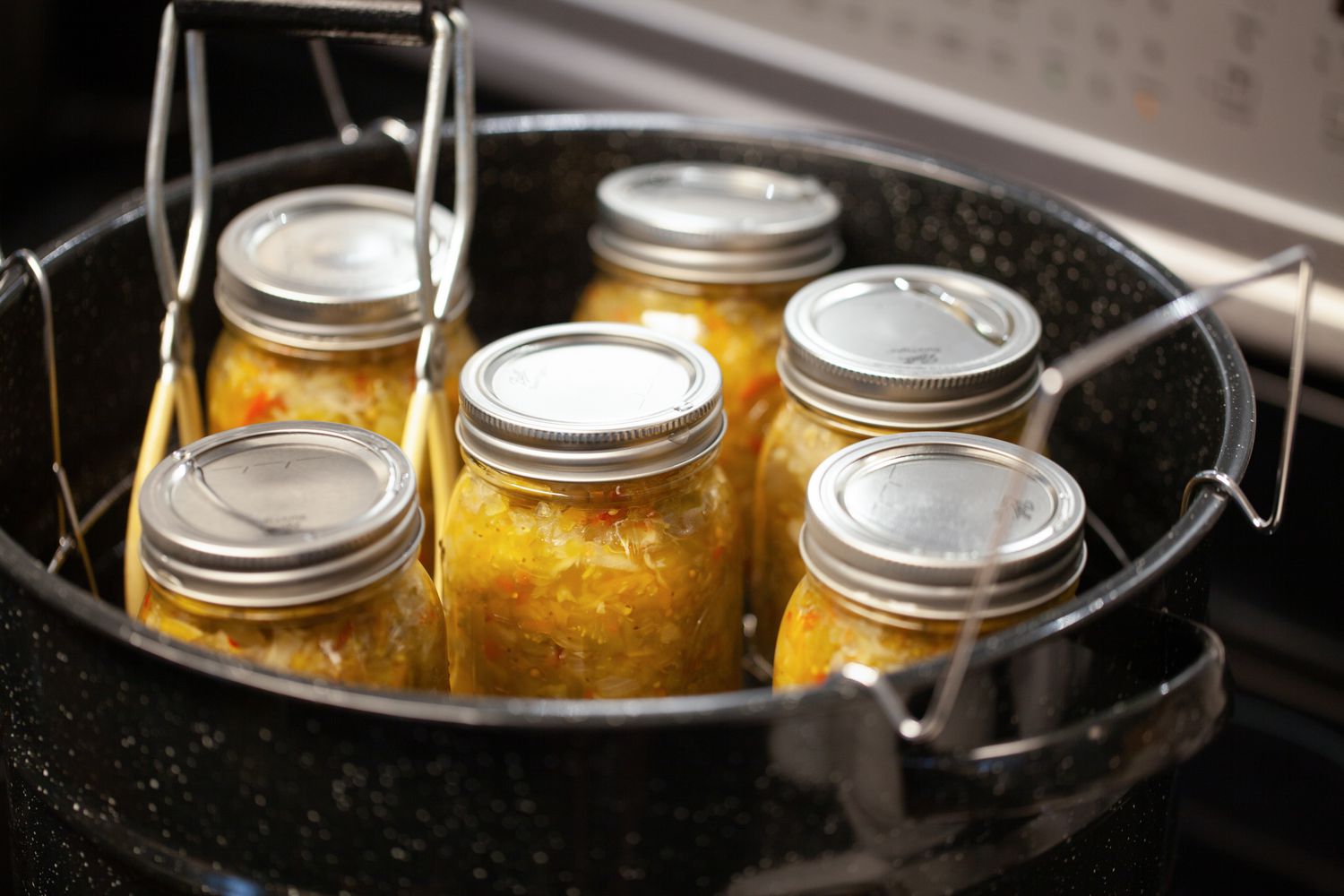 Chow Chow Jars Placed in Pot with Boiling Water
