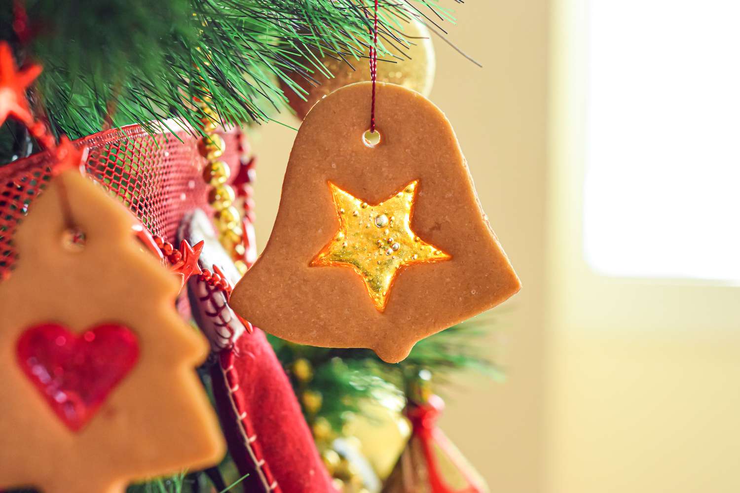Stained Glass Cookies Hung onto a Tree