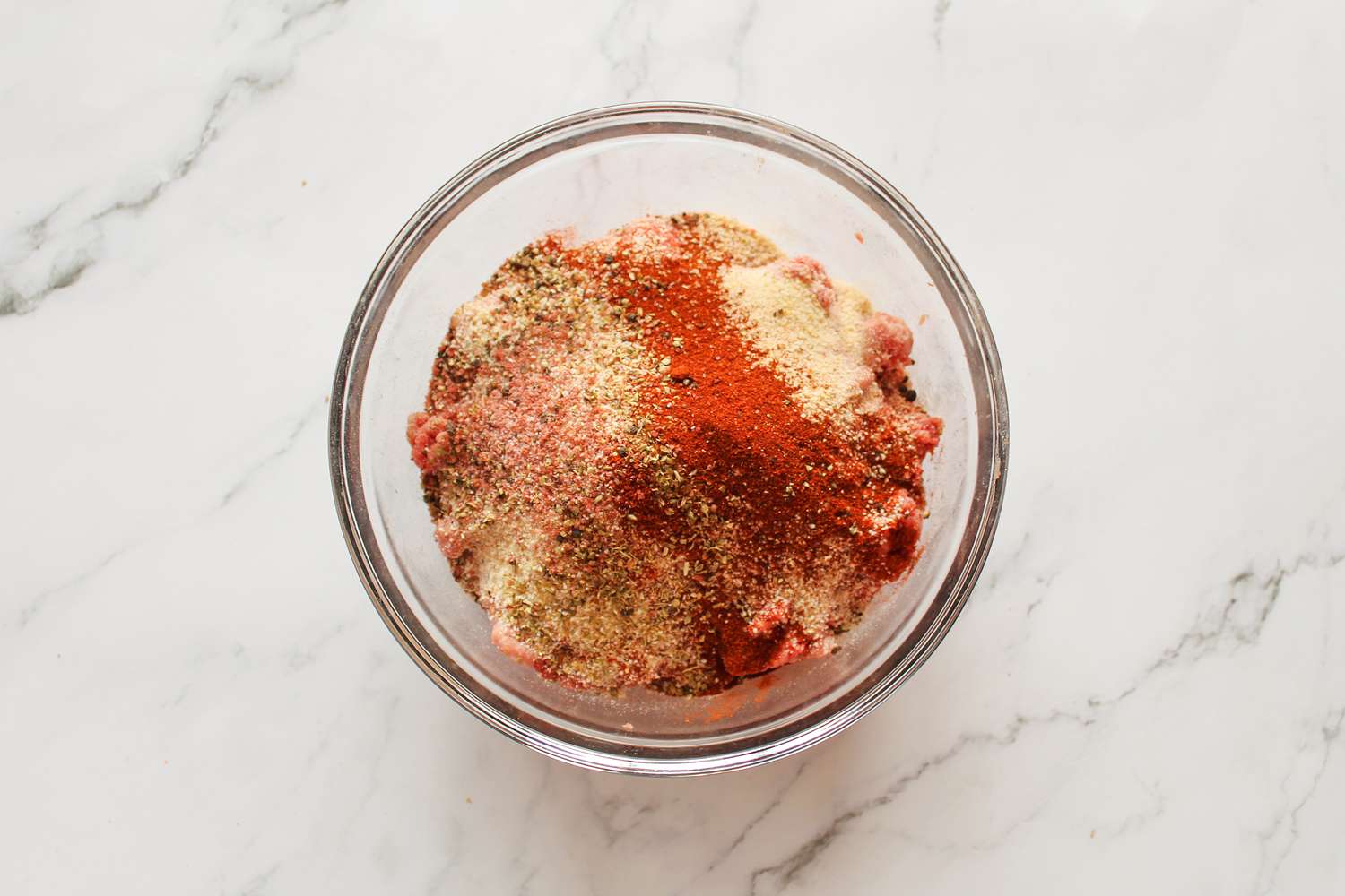 Pulpeta (Cuban Meatloaf) ingredients in a glass bowl.