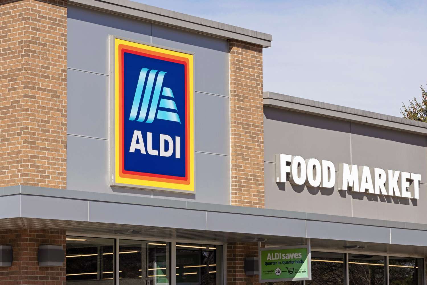 Exterior signage of an Aldi Food Market store