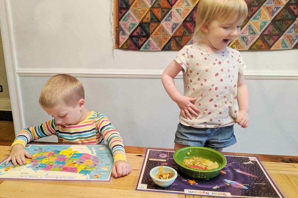 Kids eating Hatch green chili soup