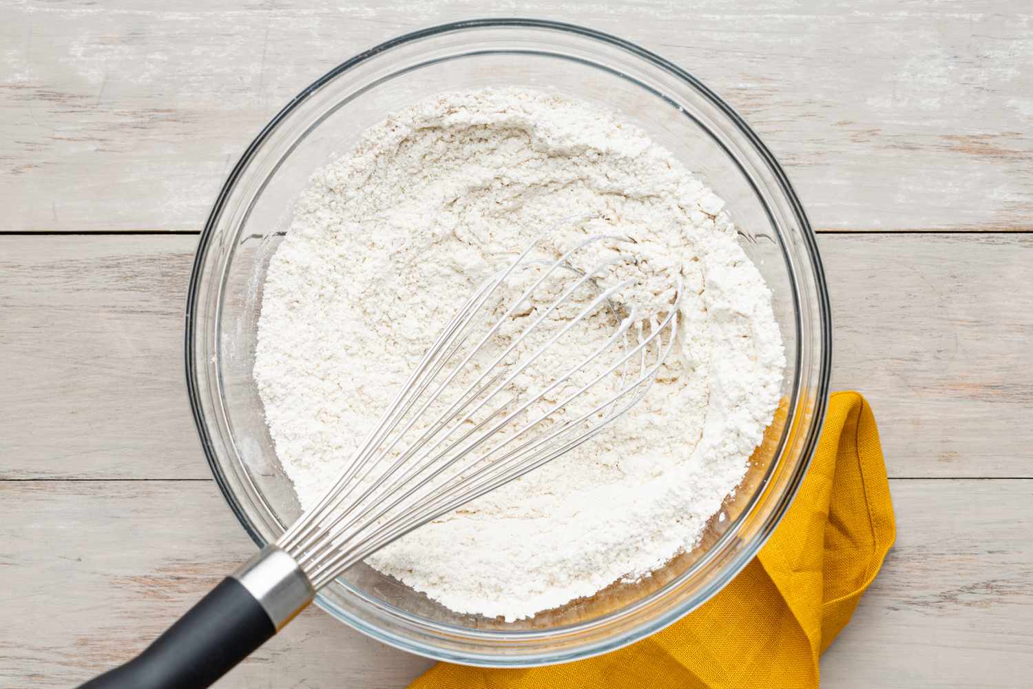Dulce de Leche Banana Bread Recipe Dry Ingredients Whisked Together in a Bowl