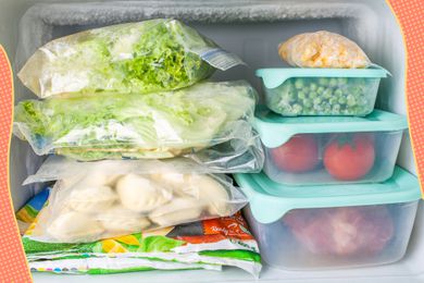 frozen ingredients in freezer