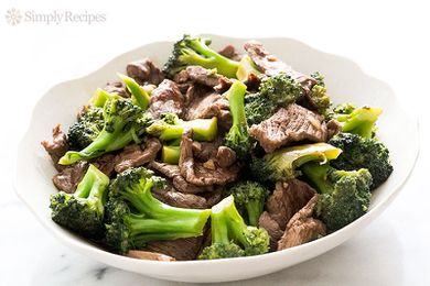 Beef and Broccoli Stir-Fry in a white bowl