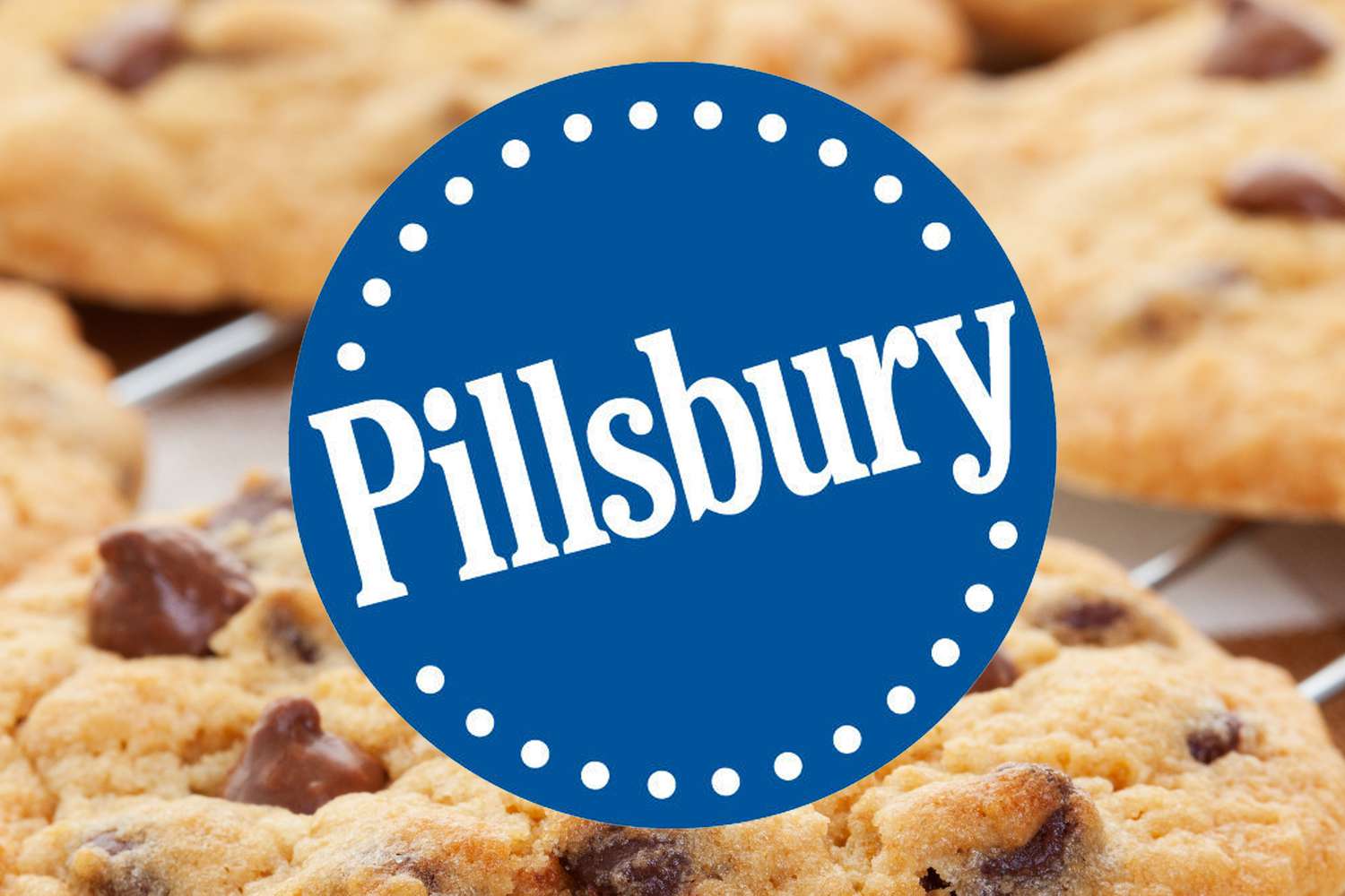 Pillsbury logo overlaid on chocolate chip cookies