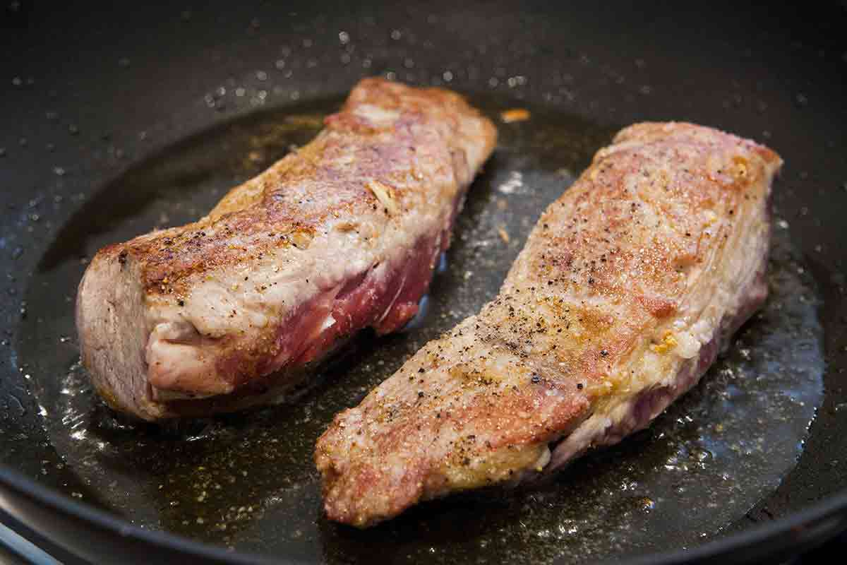 seared pork tenderloins on all sides