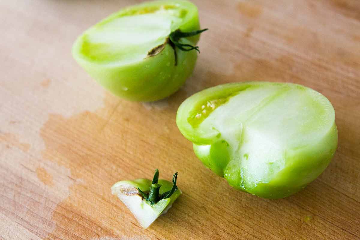 sliced Green Tomato for green tomato relish