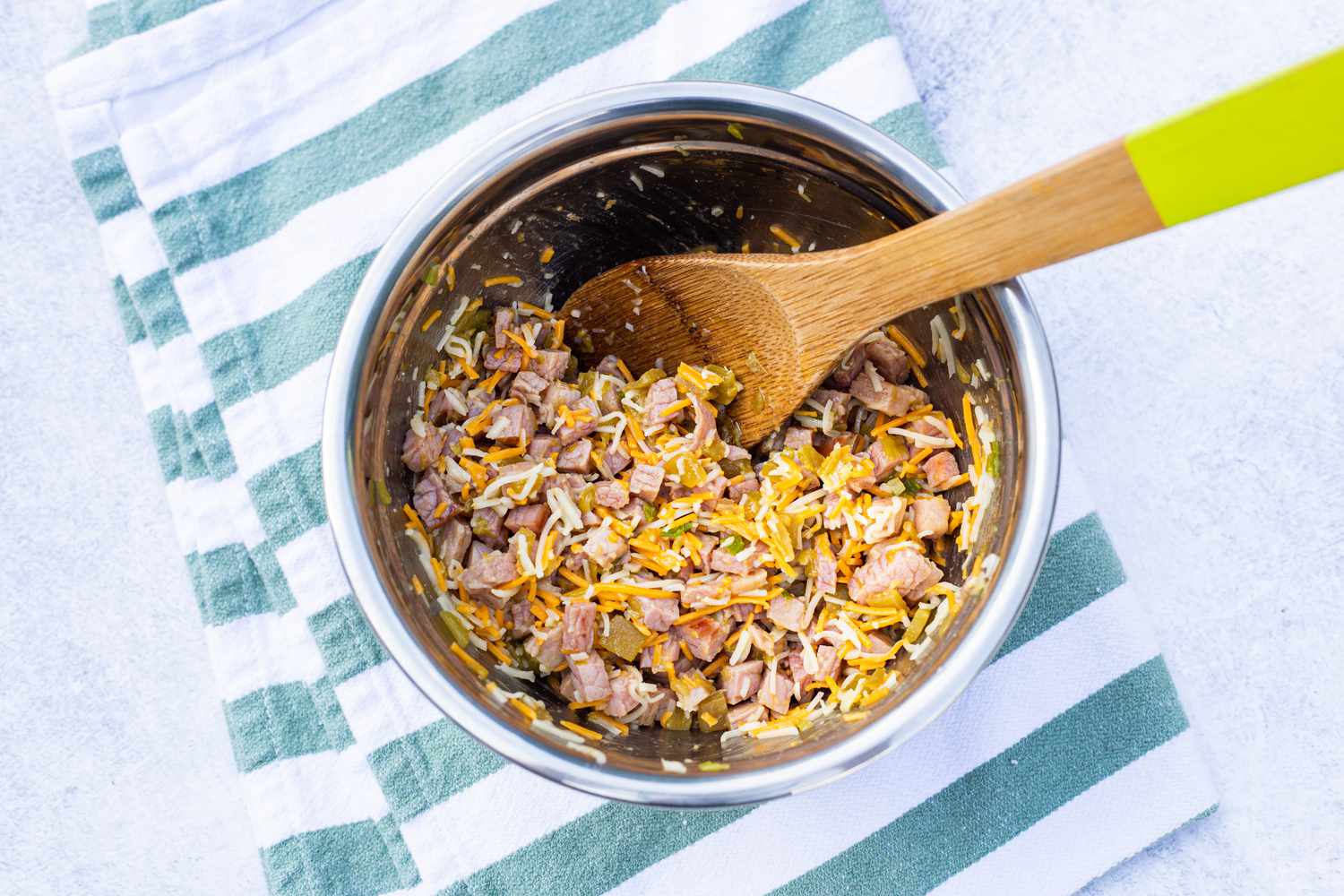 Bowl of Ham and Cheese for Egg Bites Recipe