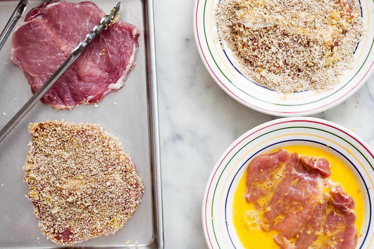 Sesame-Crusted Pork Cutlets with Crispy Shallots