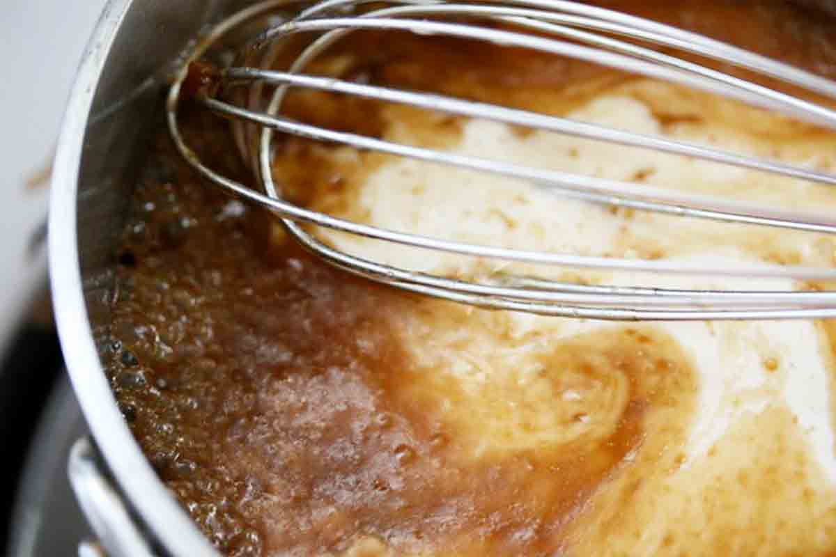 add cream to butterscotch sauce