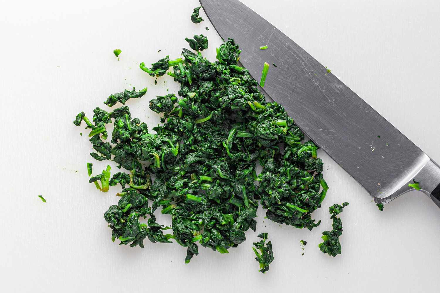 Cooked Spinach Chopped into Smaller Pieces for Lasagna with Chicken Recipe