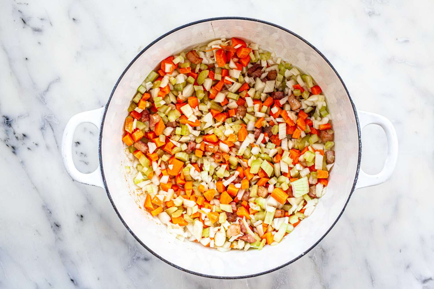 Carrots, onions, and celery for classical tomato sauce