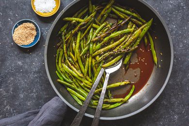 Green Beans with Gochujang in a skillet.