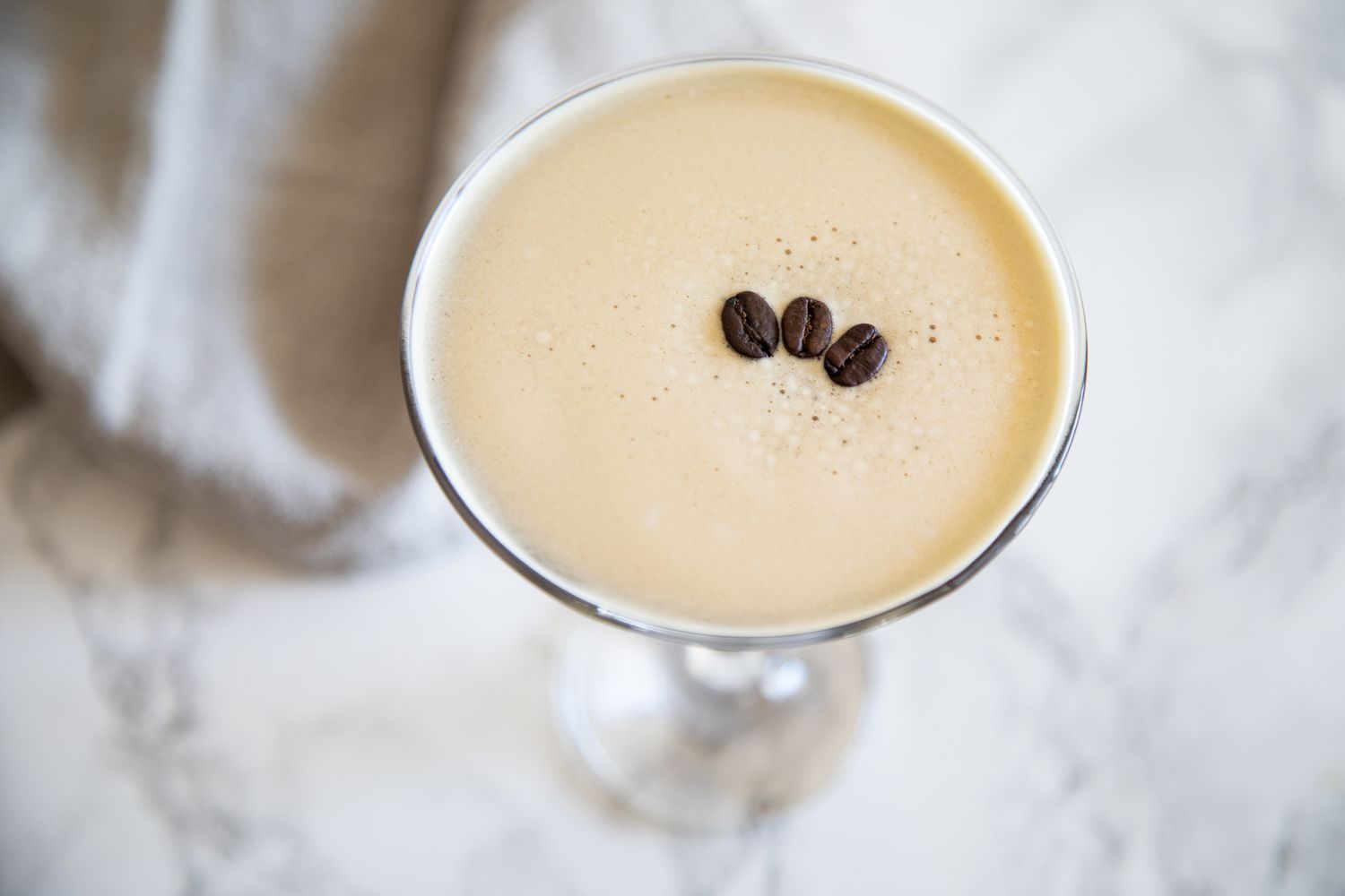 Espresso Martini Cocktail garnished with espresso beans.