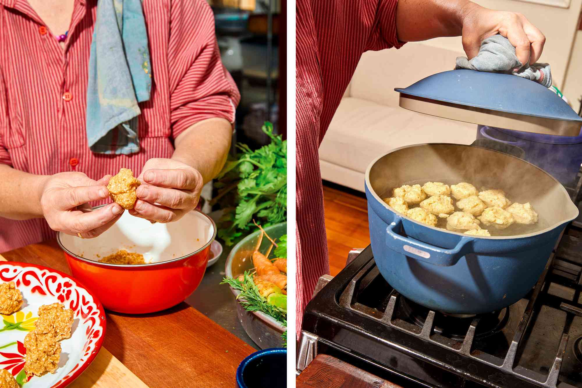 Zoe preparing food in her kitchen 
