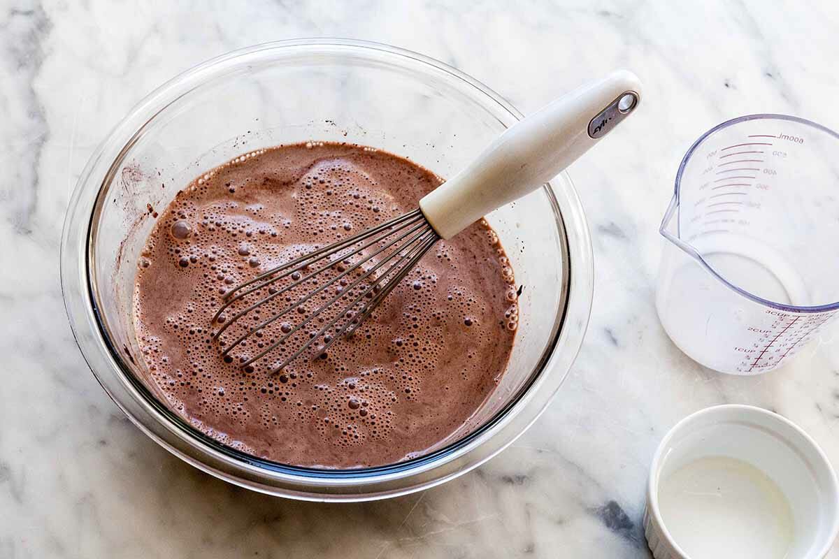 Chocolate Pudding the Microwave whisking the pudding