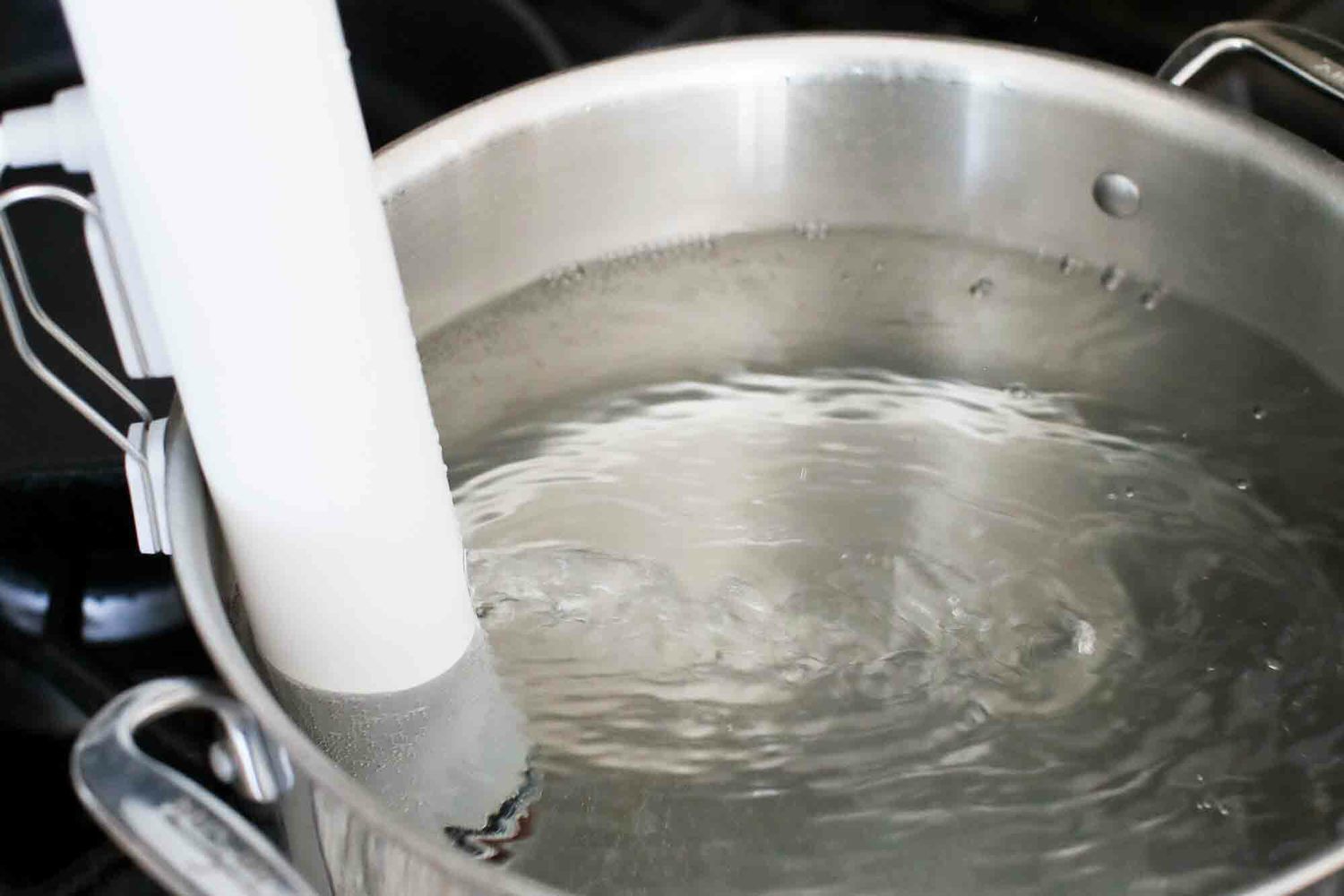 Sous Vide Pork Chops Finished on the Grill heat the water