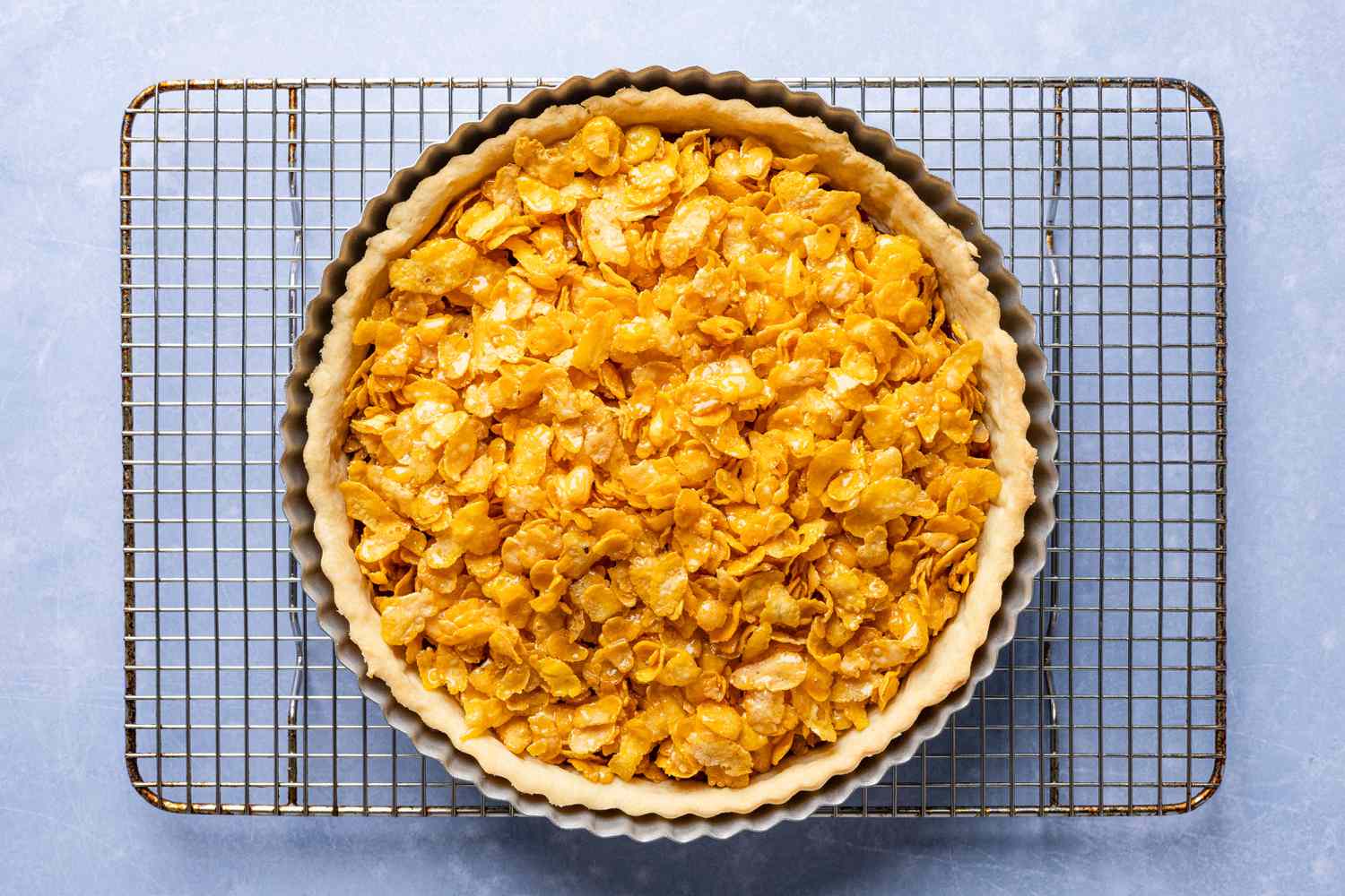 cornflakes added to tart (over the jam) for cornflake tart recipe