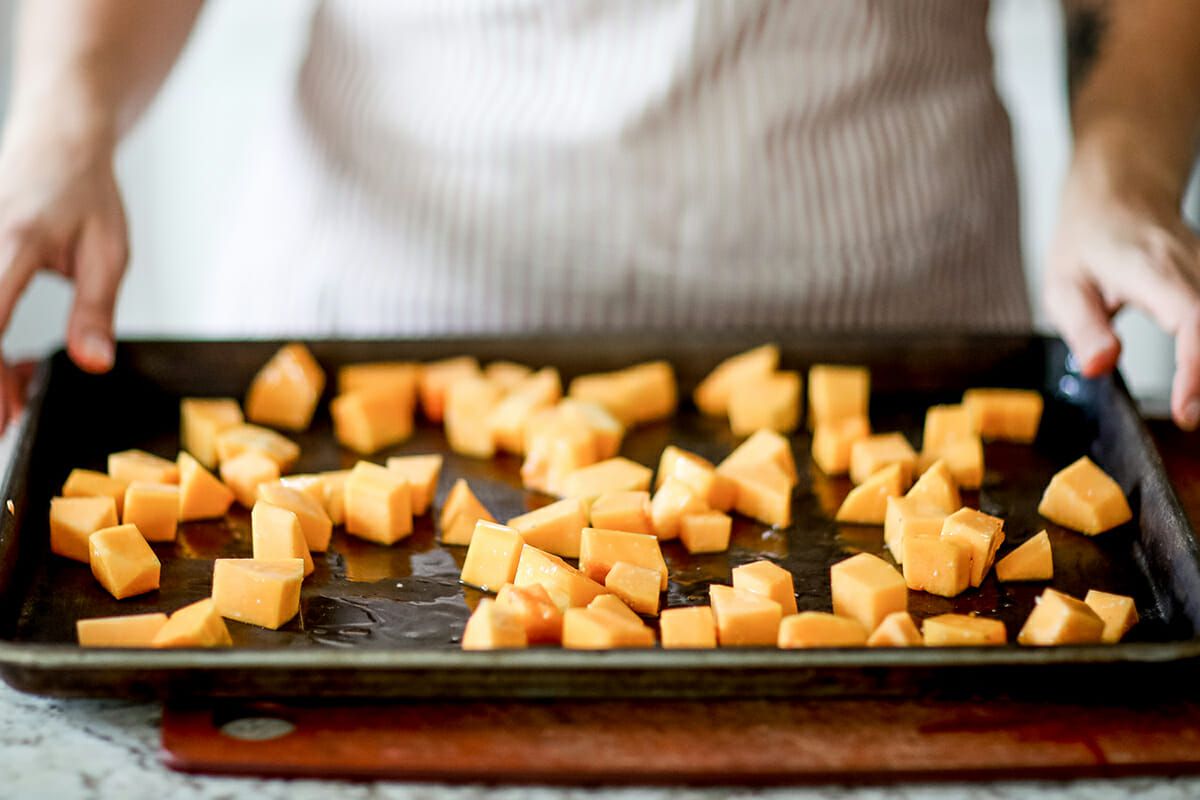 Butternut Squash Browned Butter Pasta roast the squash
