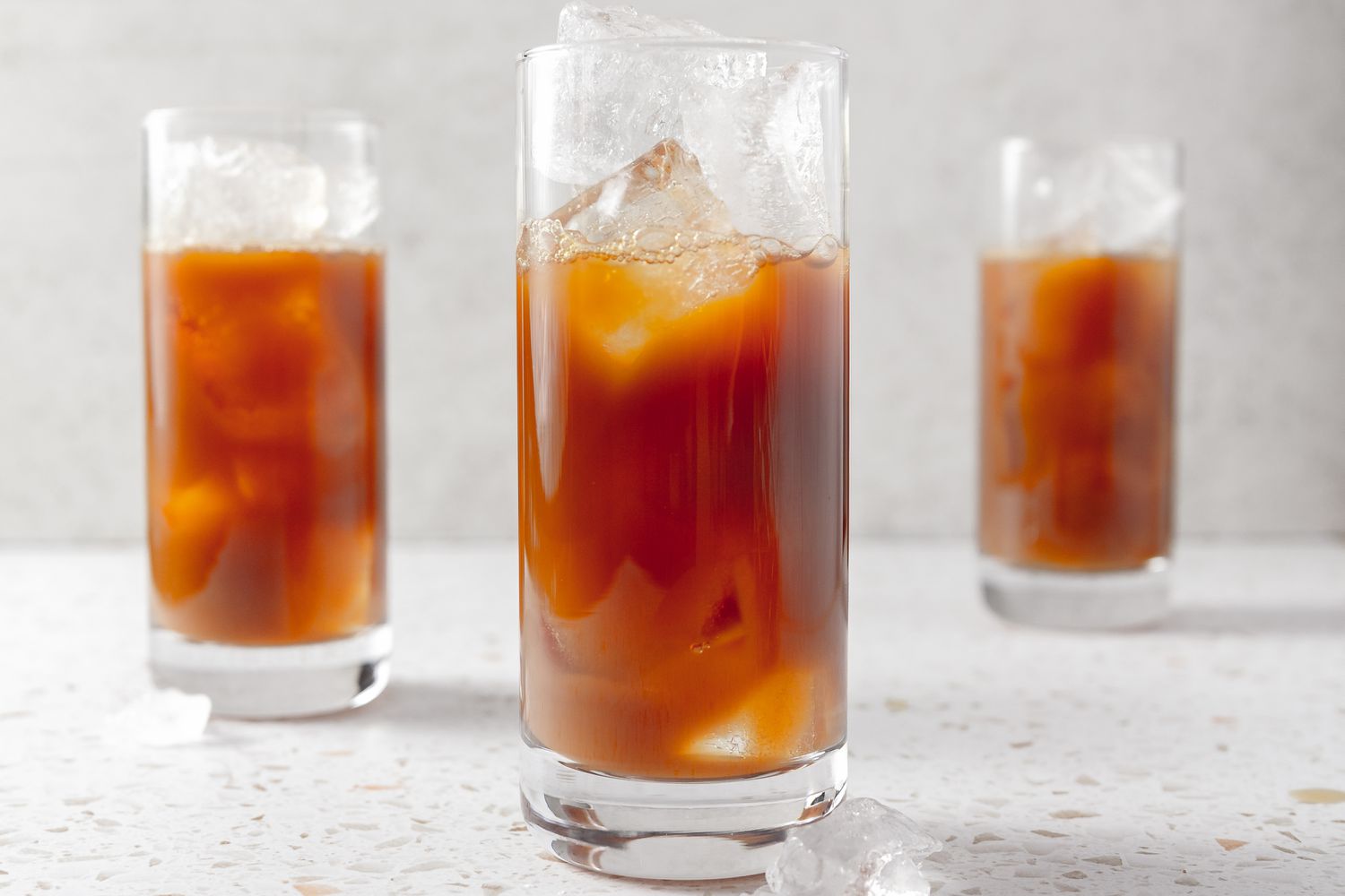 Brewed Tea Poured Into the Glasses