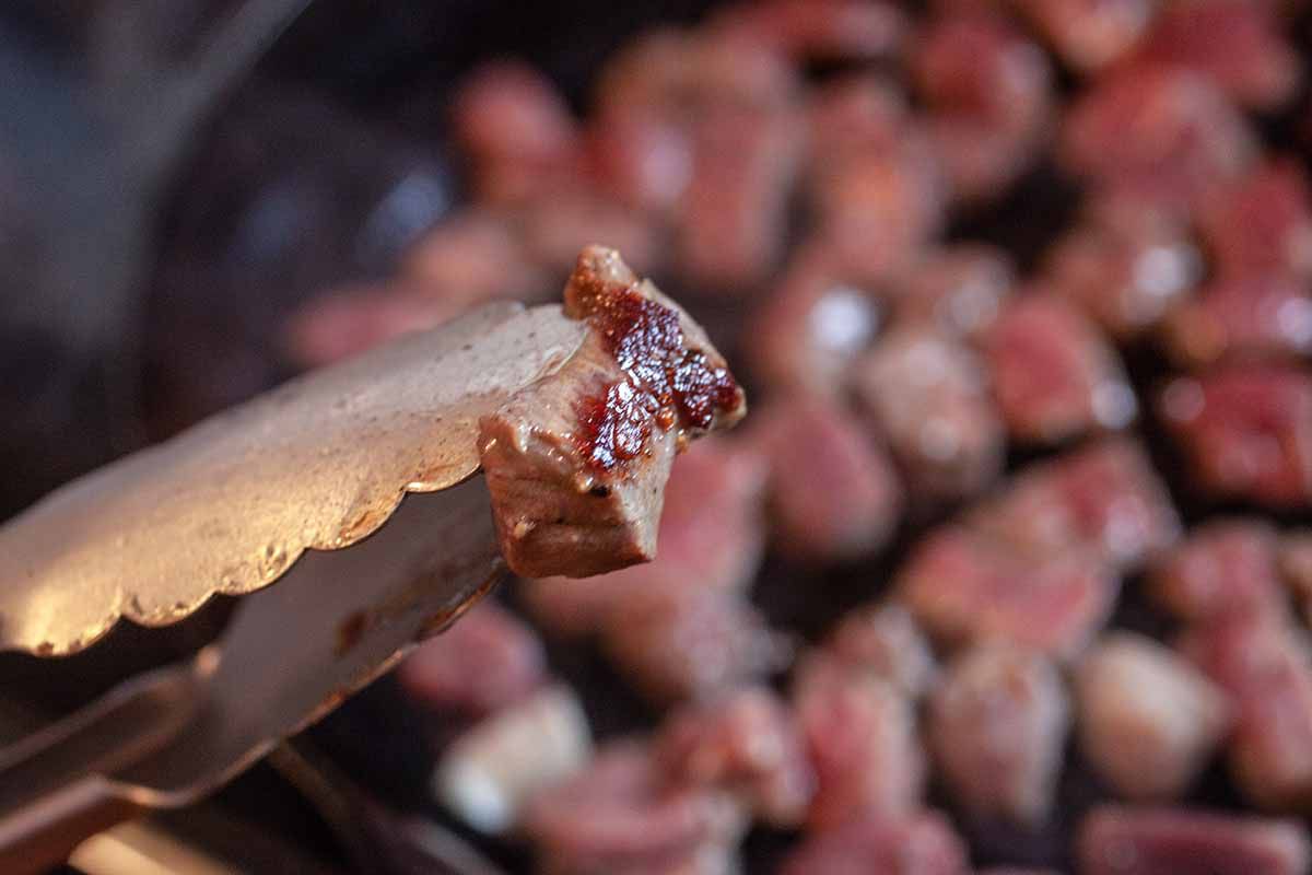Best Steak Bites Recipe check for doneness