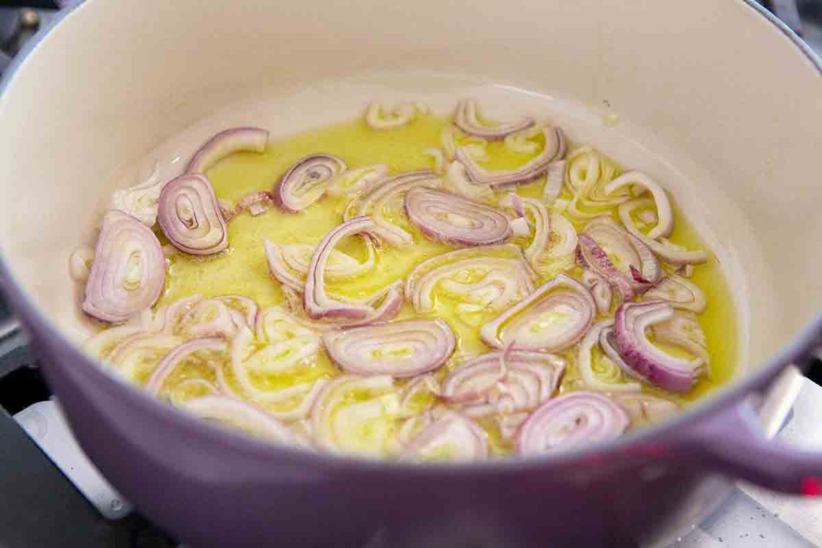 cook shallots for braised artichokes