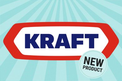 Illustration of a Kraft logo with a badge indicating a new product release