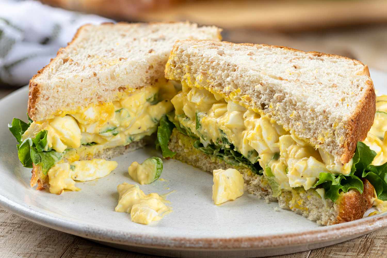 egg salad sandwich on a plate