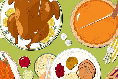 Thanksgiving potluck table